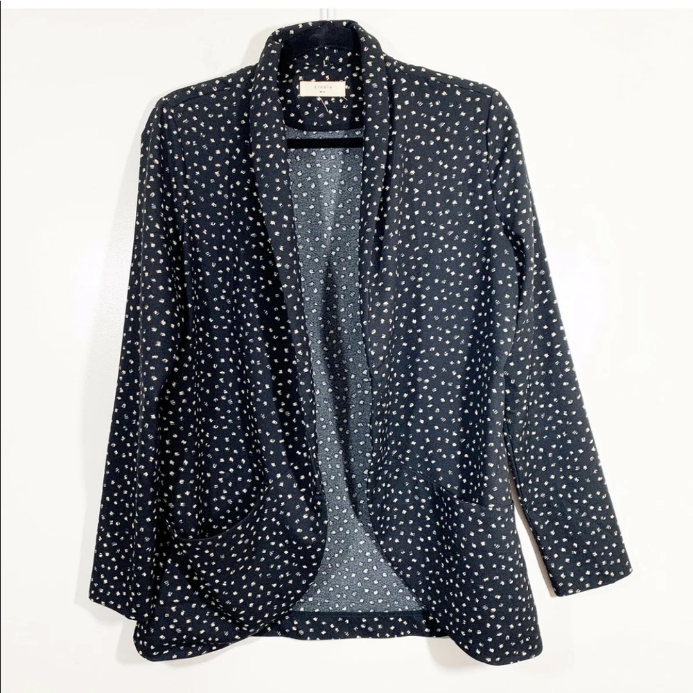 Elodie M Black Printed Open Front Drapey Blazer